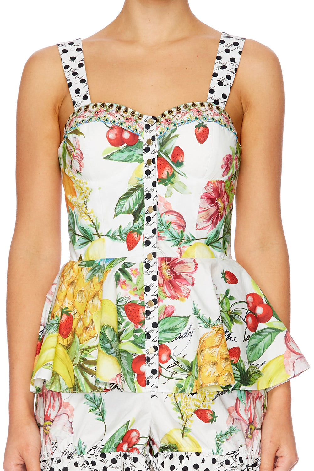 THERES NO PLACE LIKE RIO FITTED PLAYSUIT W PEPLUM