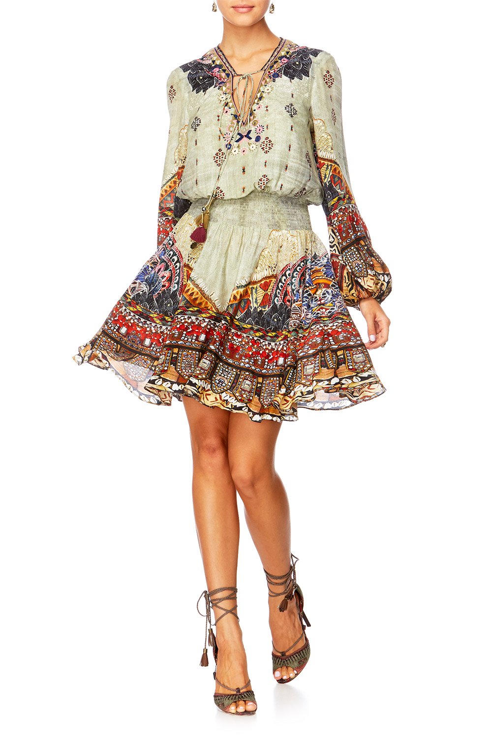 THE CARAVAN SHIRRED RELAXED SHORT DRESS