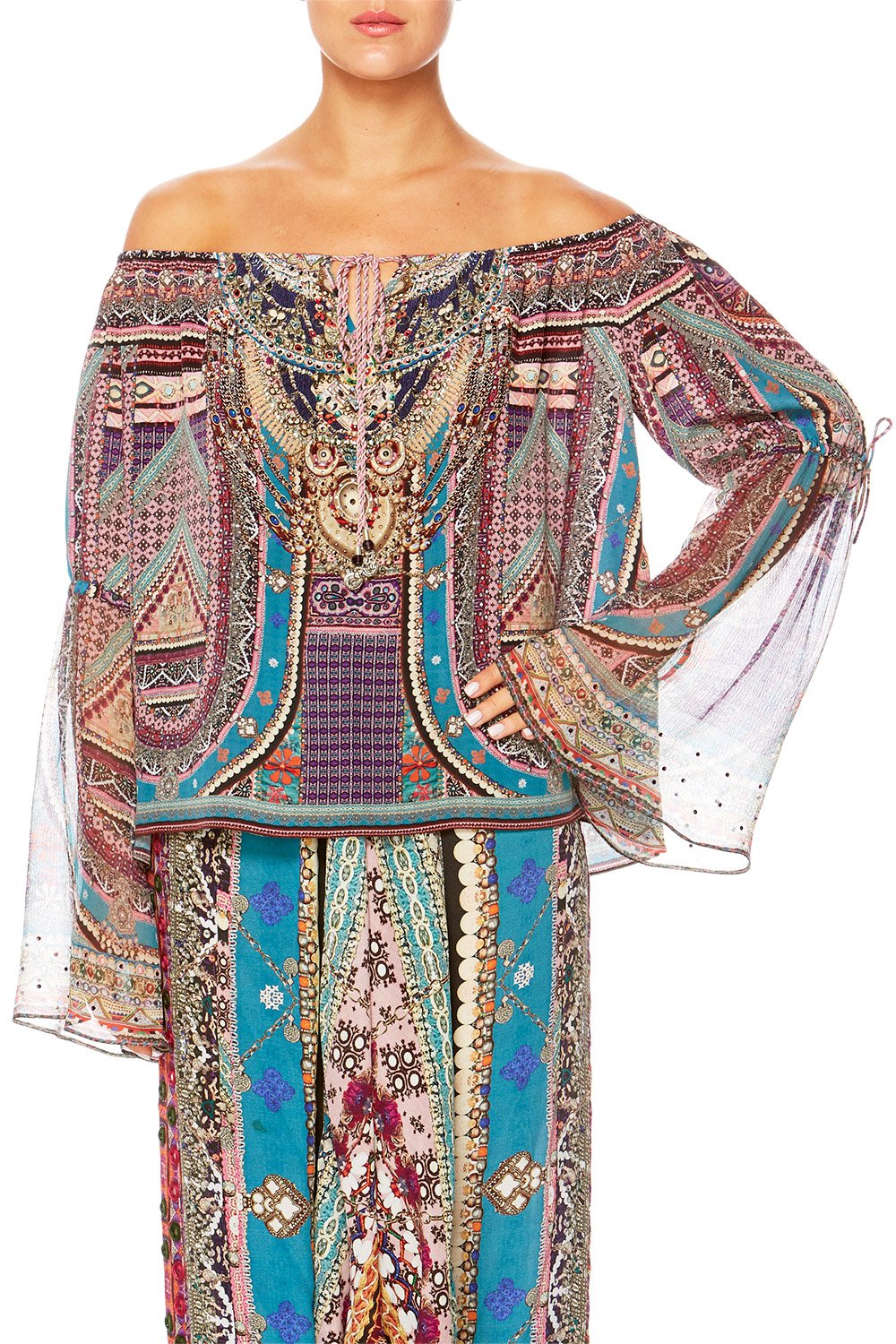 TIMES WE SHARE DROP SHOULDER BELLE SLEEVE TOP