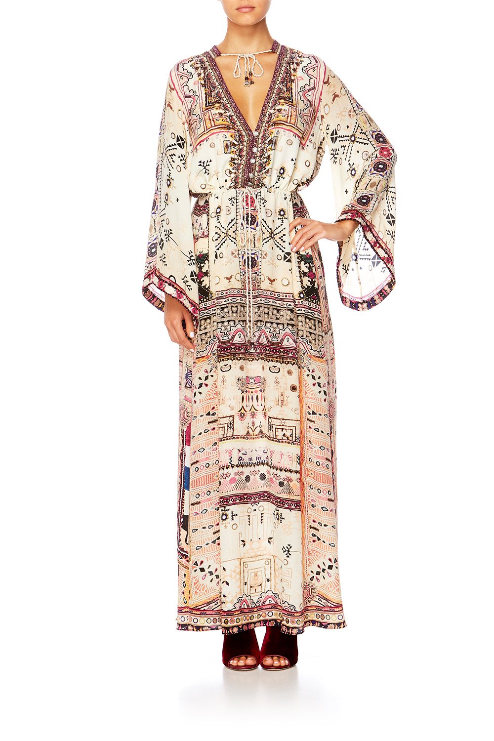 ON THE ROAD DRAWSTRING BUTTON UP DRESS