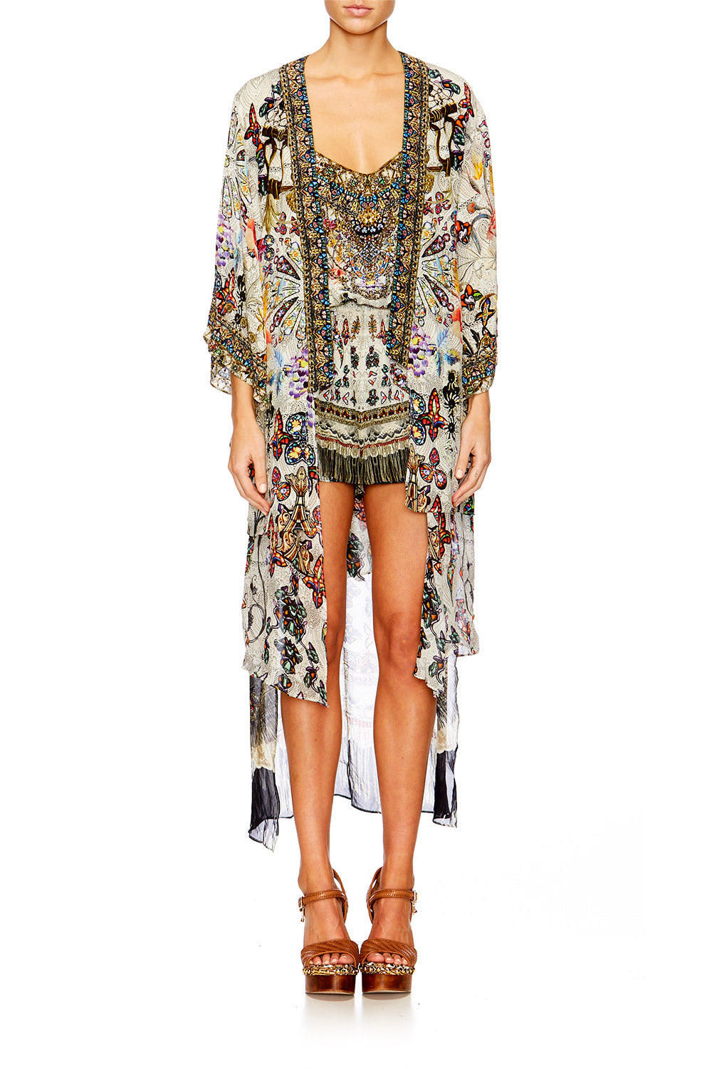 RAISE YOUR GLASS KIMONO W LONG OVERLAY