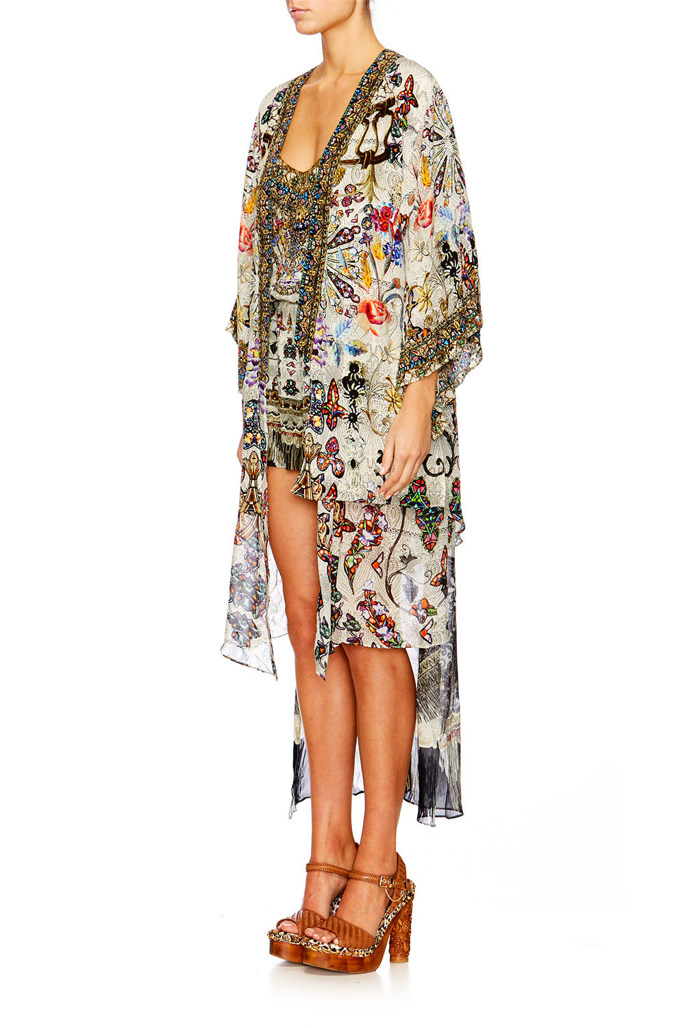 RAISE YOUR GLASS KIMONO W LONG OVERLAY