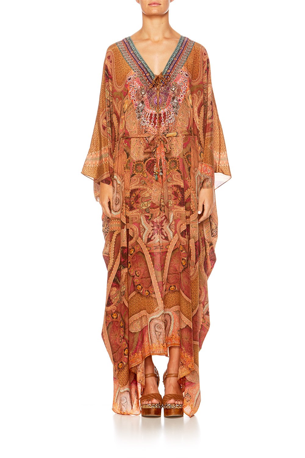 FAMILY GATHERING SPLIT LACE UP HEM KAFTAN