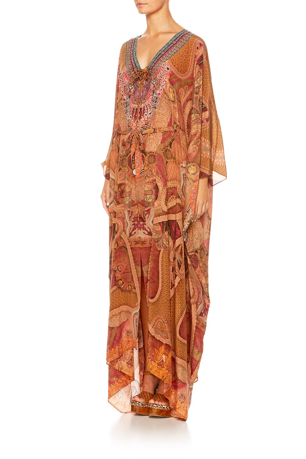 FAMILY GATHERING SPLIT LACE UP HEM KAFTAN