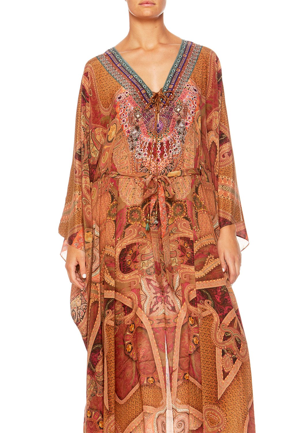 FAMILY GATHERING SPLIT LACE UP HEM KAFTAN