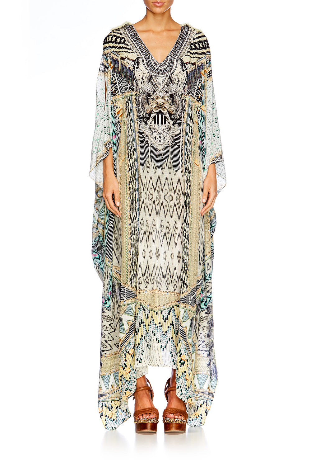 WEAVE ON SLIT FRONT & SLEEVE KAFTAN