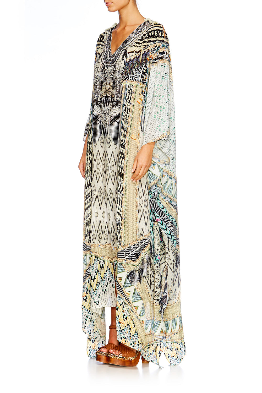 WEAVE ON SLIT FRONT & SLEEVE KAFTAN