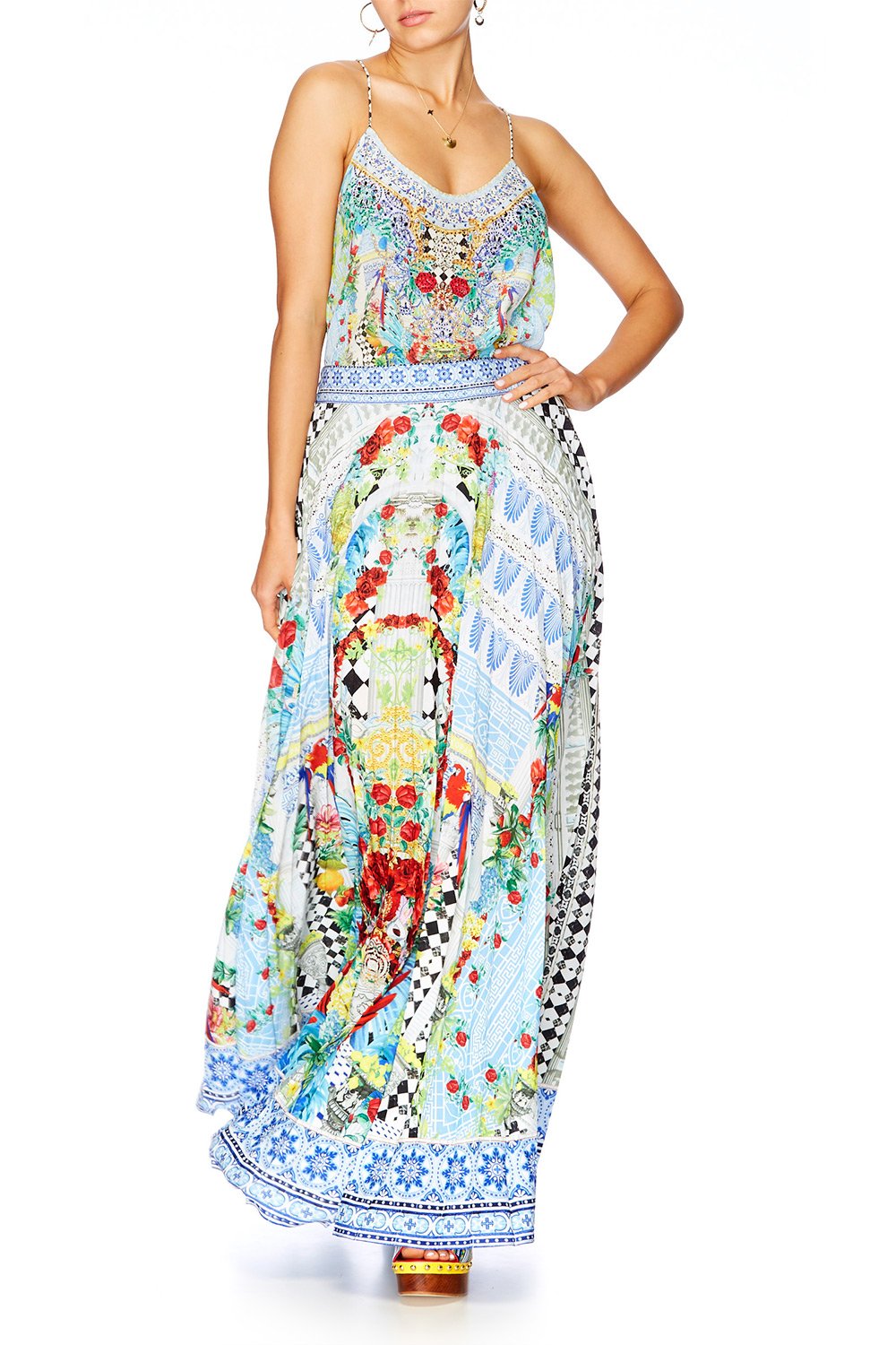 MASKING MADNESS PLEATED FULL HEM SKIRT