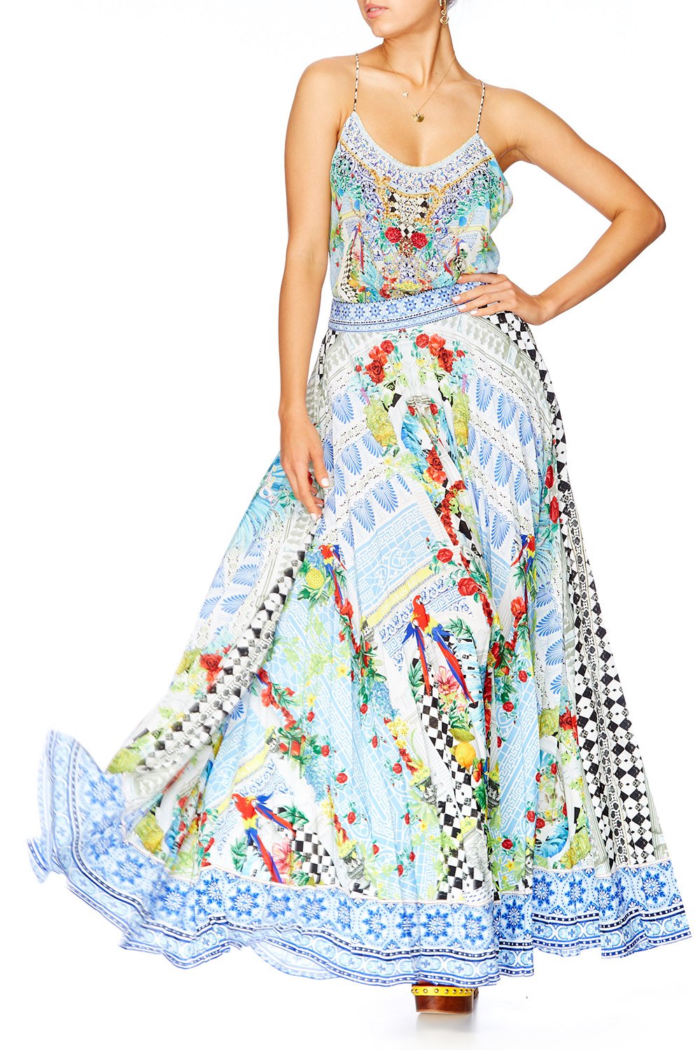 MASKING MADNESS PLEATED FULL HEM SKIRT