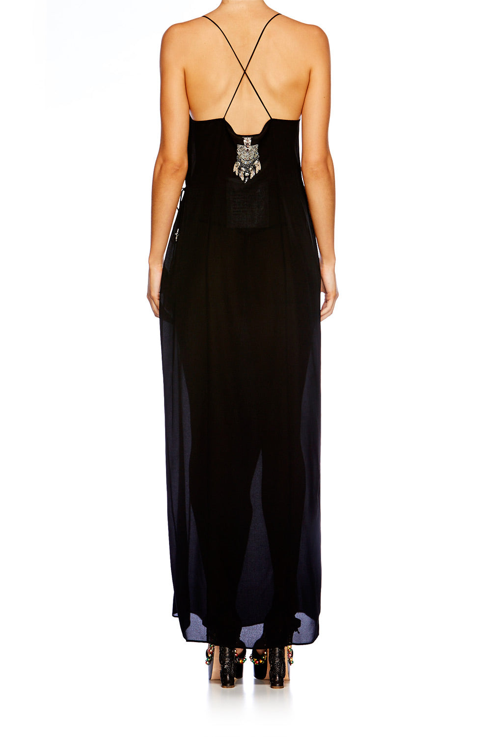 BLACK ASYMETRICAL WRAP DRESS