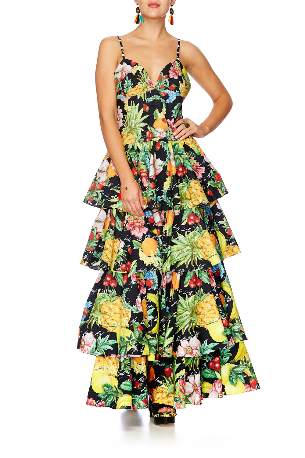 CALL ME CARMEN GATHERED TIERED DRESS