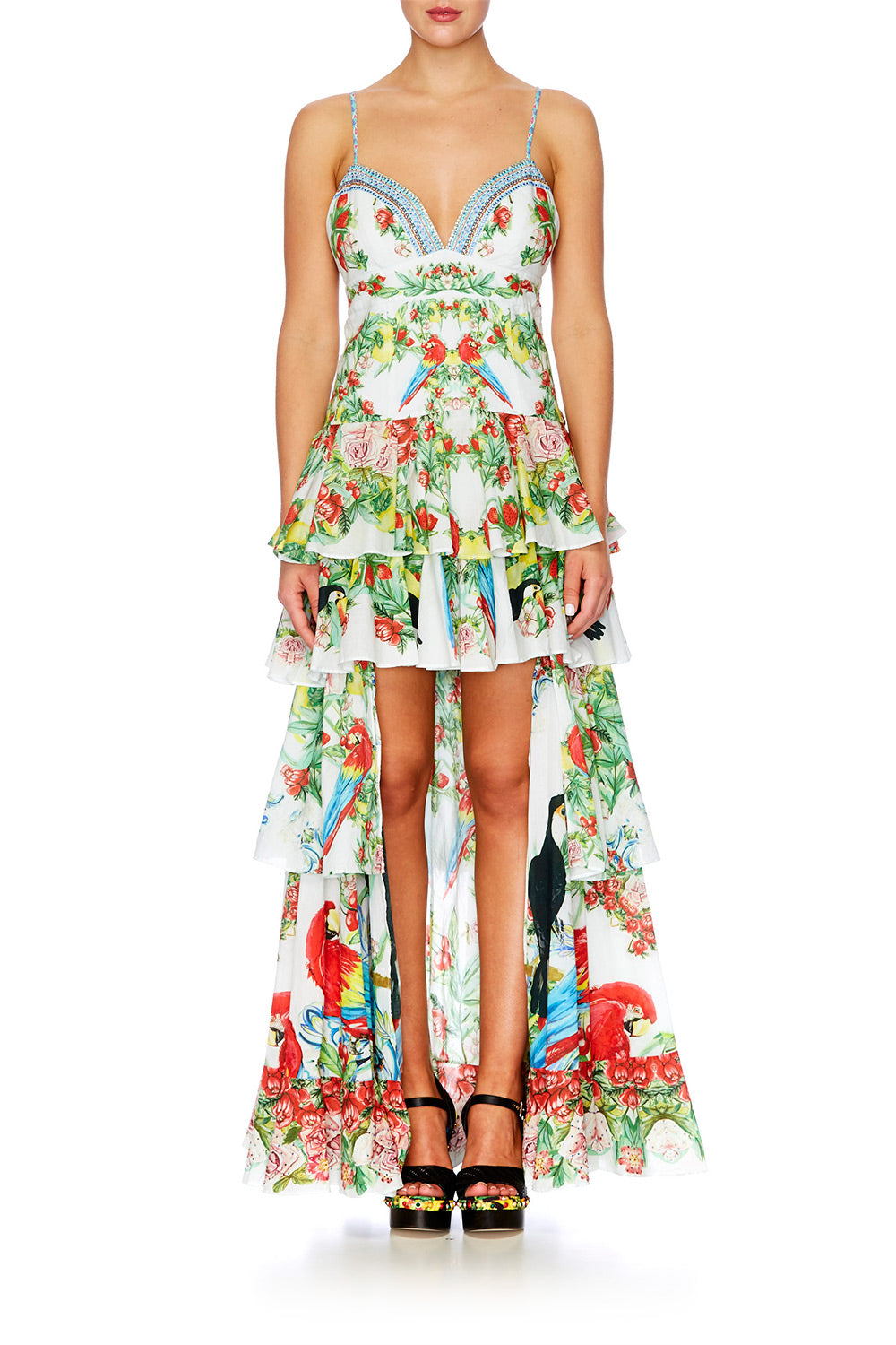 ONE FLEW OVER LONG OPEN FRONT PESANT DRESS