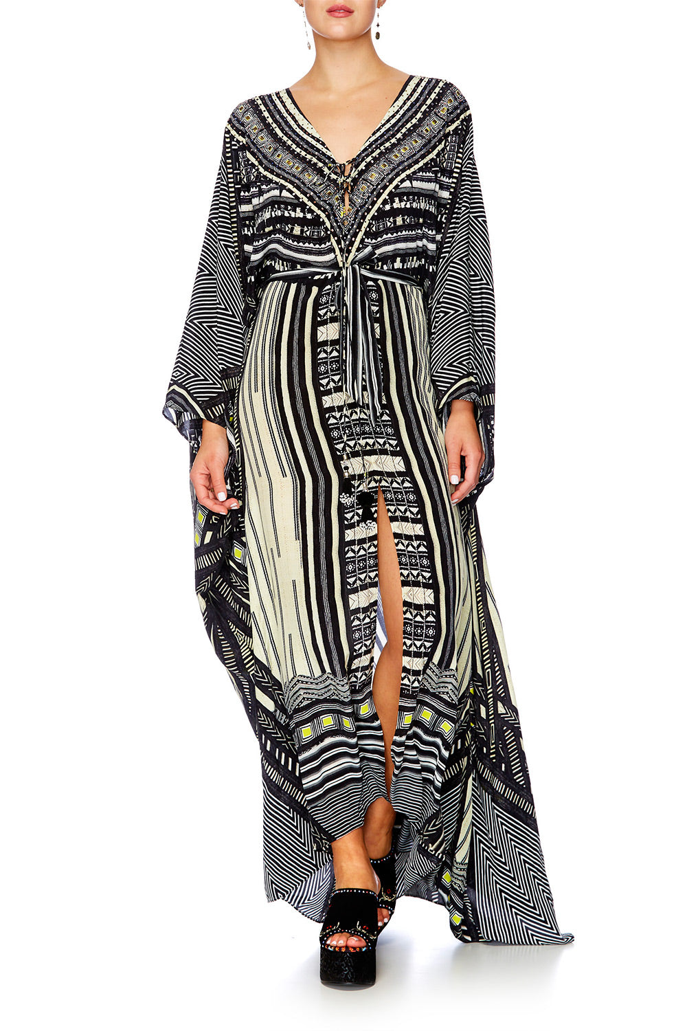 BETWEEN THE LINES SPLIT HEM LACE UP KAFTAN