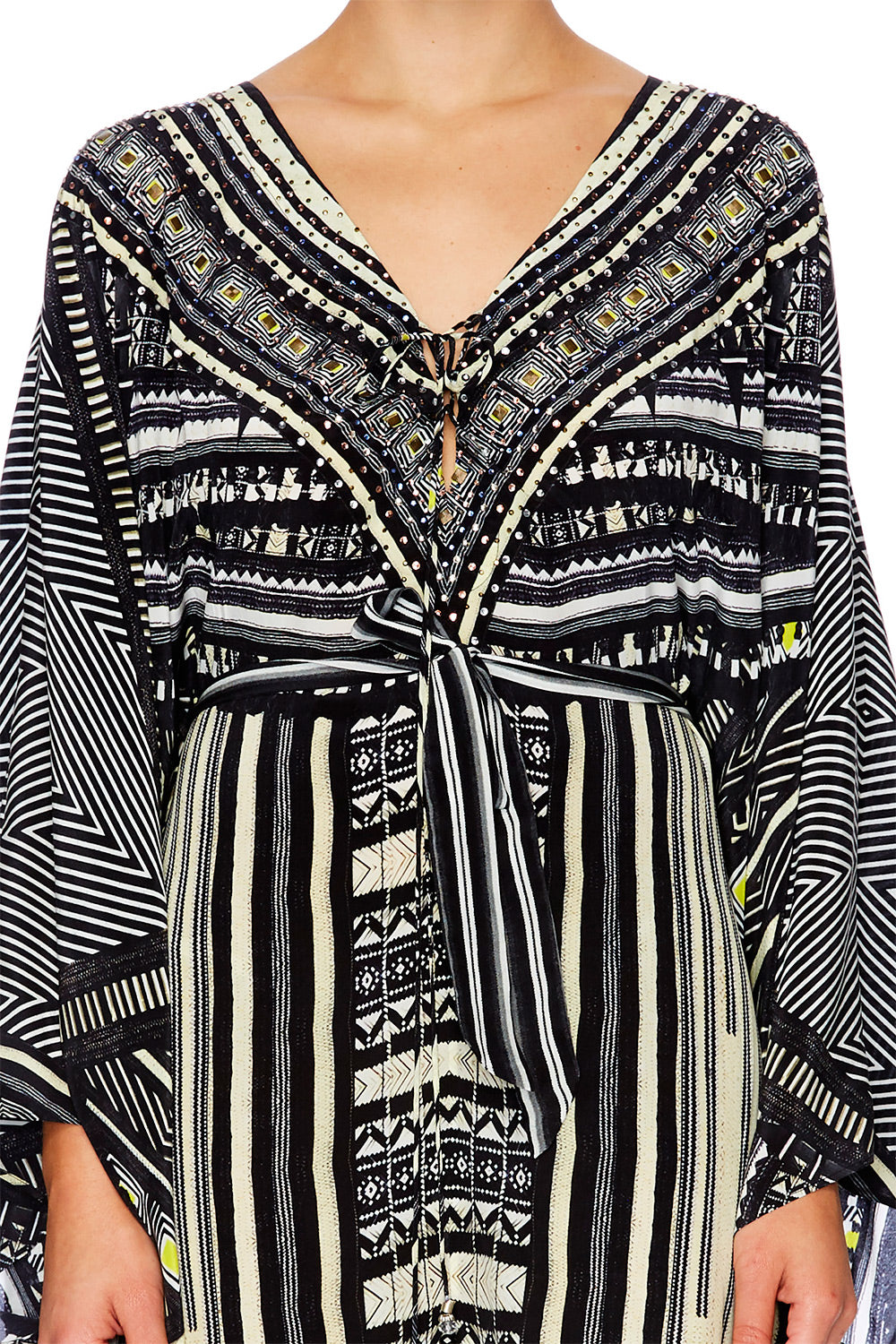 BETWEEN THE LINES SPLIT HEM LACE UP KAFTAN