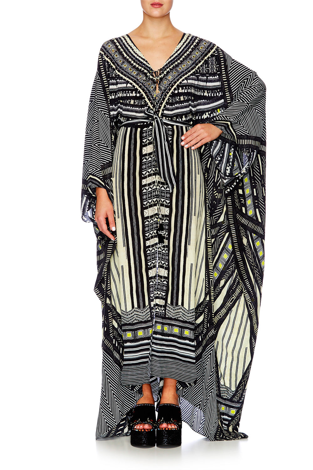 BETWEEN THE LINES SPLIT HEM LACE UP KAFTAN