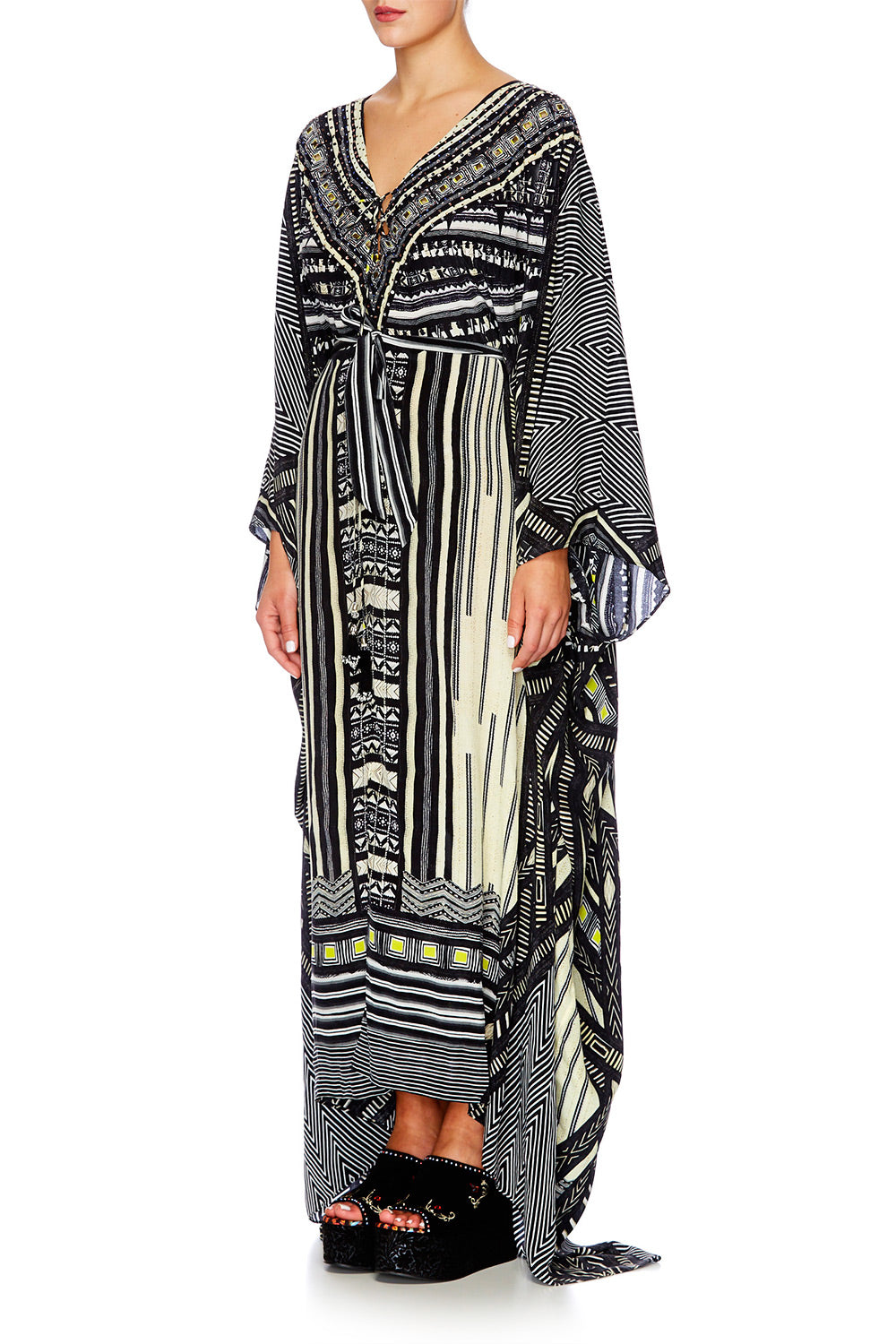 BETWEEN THE LINES SPLIT HEM LACE UP KAFTAN