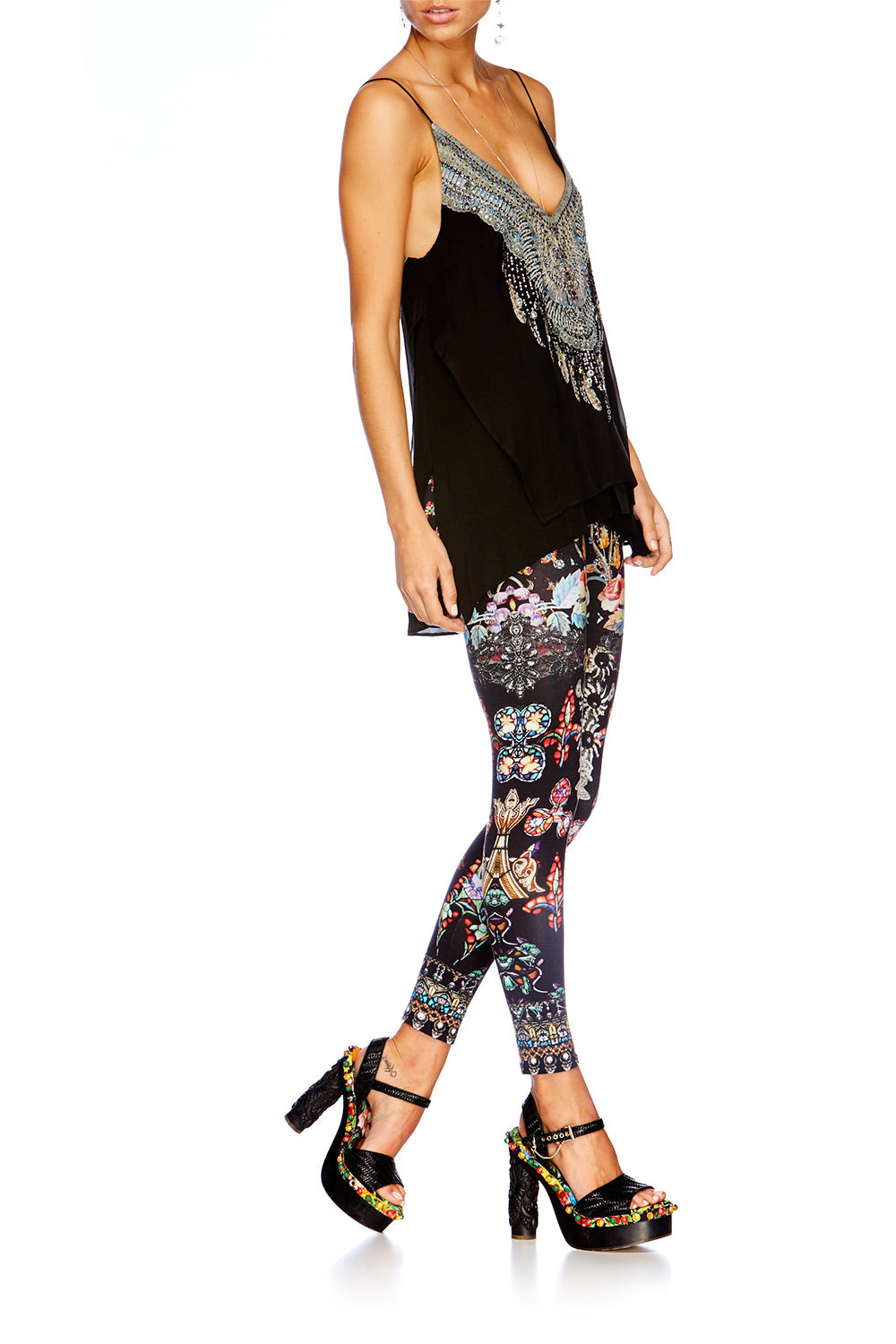 BLACK MULTI LAYER V NECK TOP