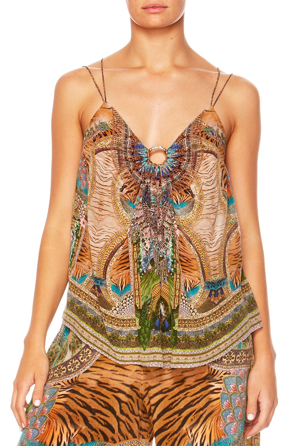 A WOMANS WISDOM METAL TRIM DOUBLE STRAP TOP