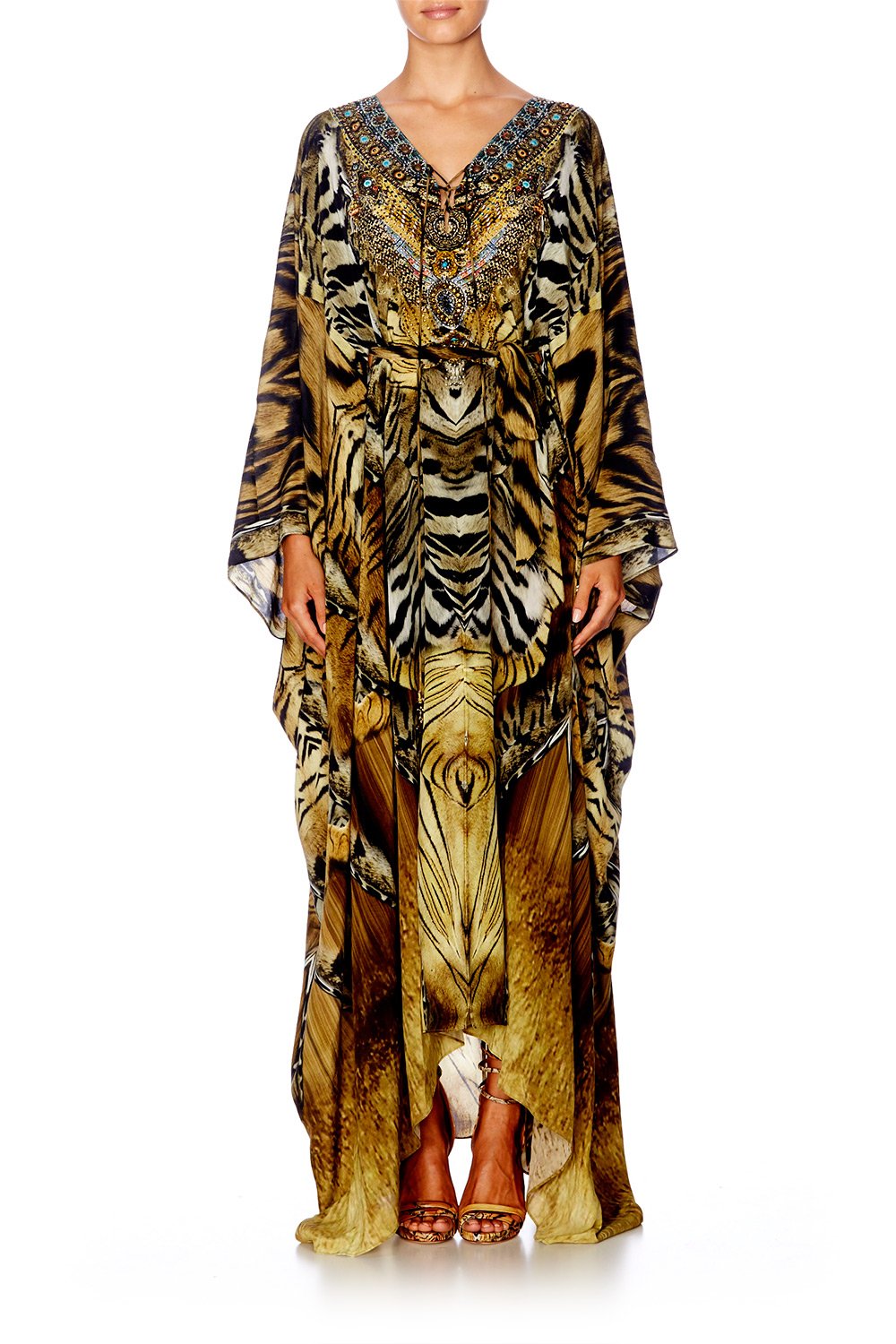 GIVEN TO THE WILD SPLIT HEM LACE UP KAFTAN