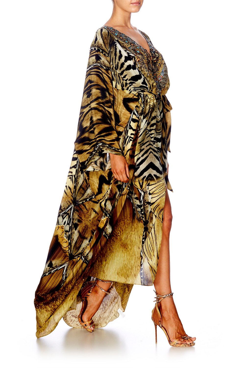 GIVEN TO THE WILD SPLIT HEM LACE UP KAFTAN