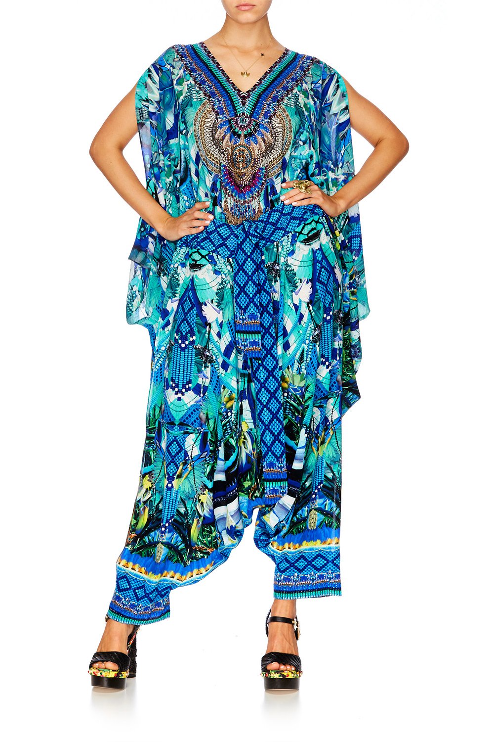 AMAZON AZURE SPLIT SHOULDER SHORT KAFTAN