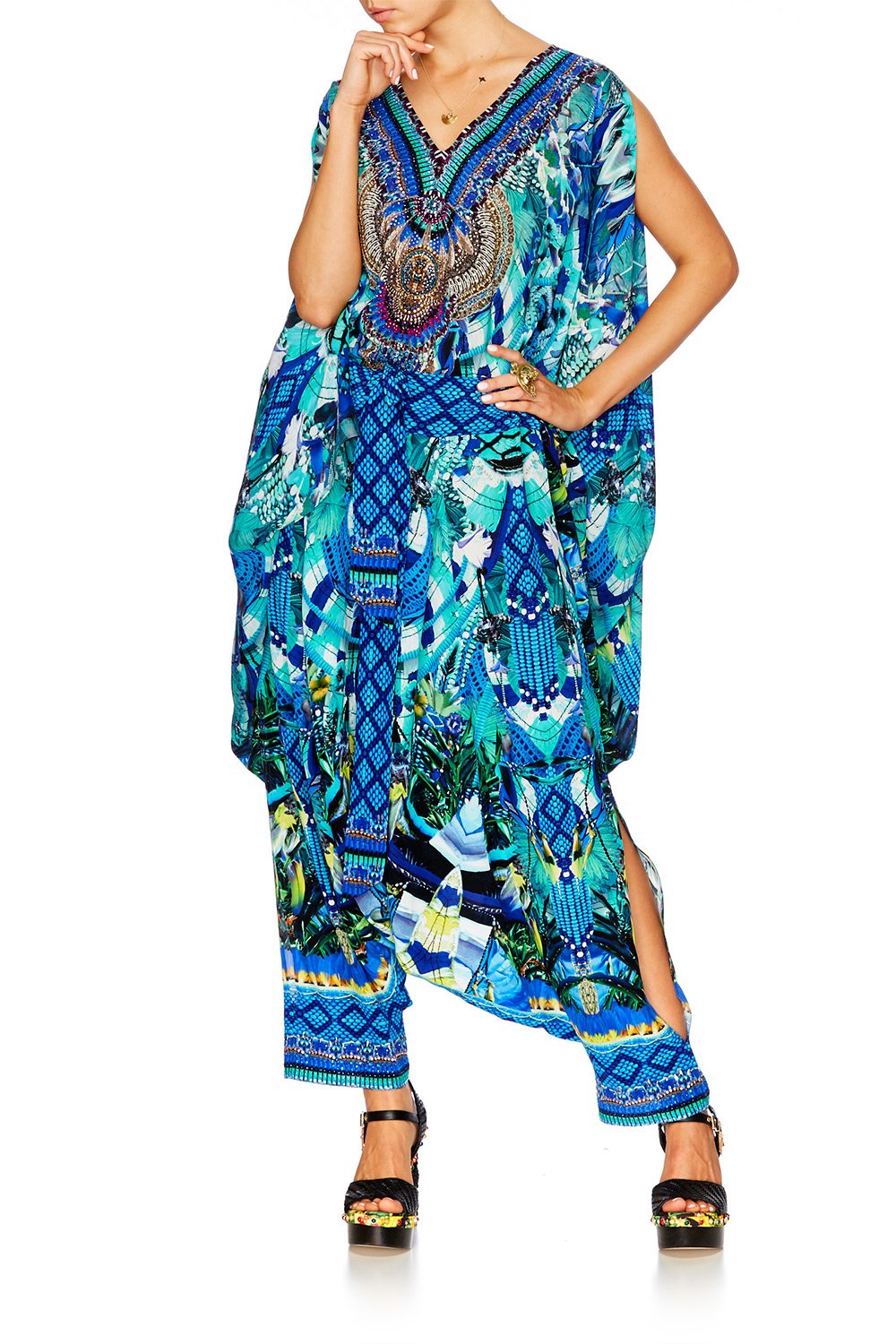 AMAZON AZURE SPLIT SHOULDER SHORT KAFTAN