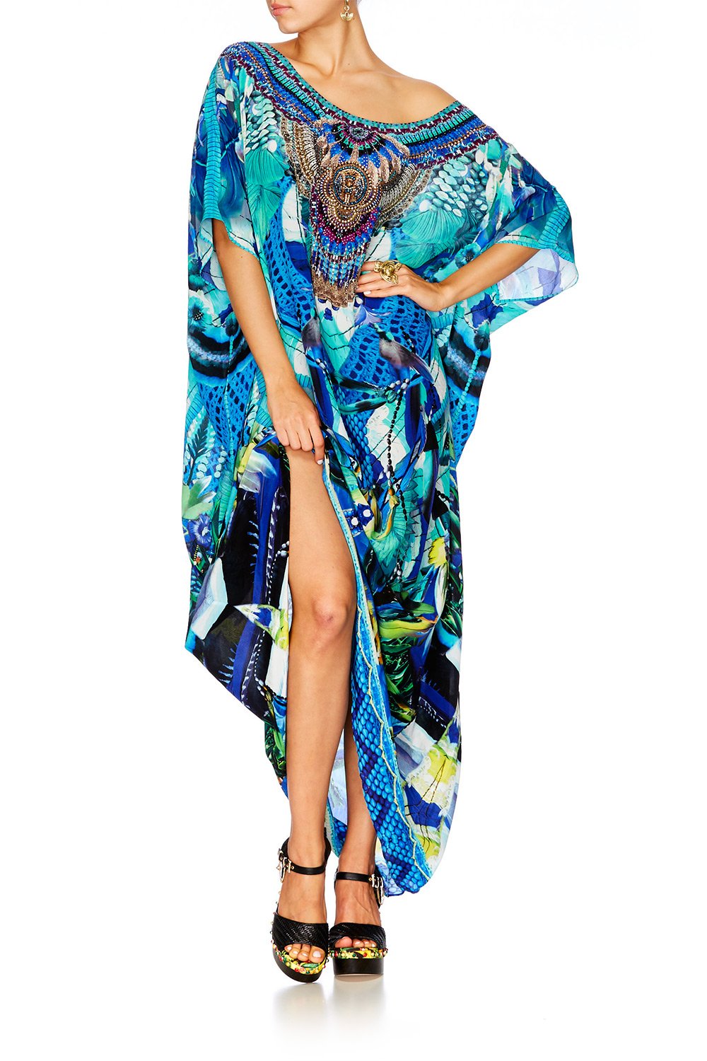 AMAZON AZURE ROUND NECK KAFTAN