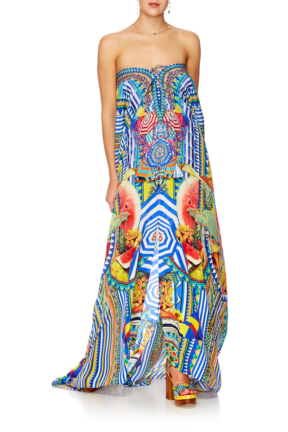 BOOK A SHADE SPLIT HEM LACE UP KAFTAN