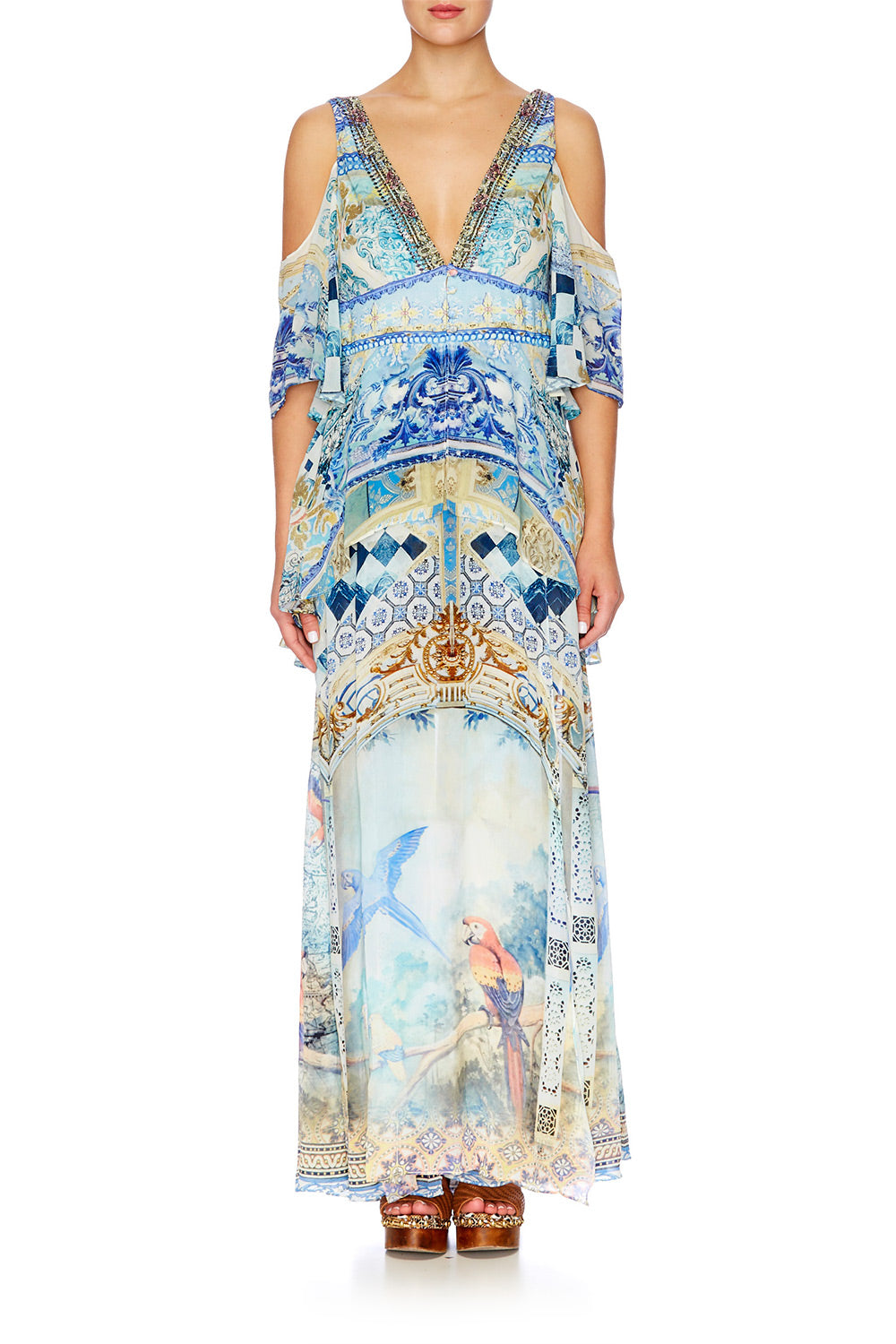 LOVERS DREAM LONG DRESS W PEPLUM OVERLAY