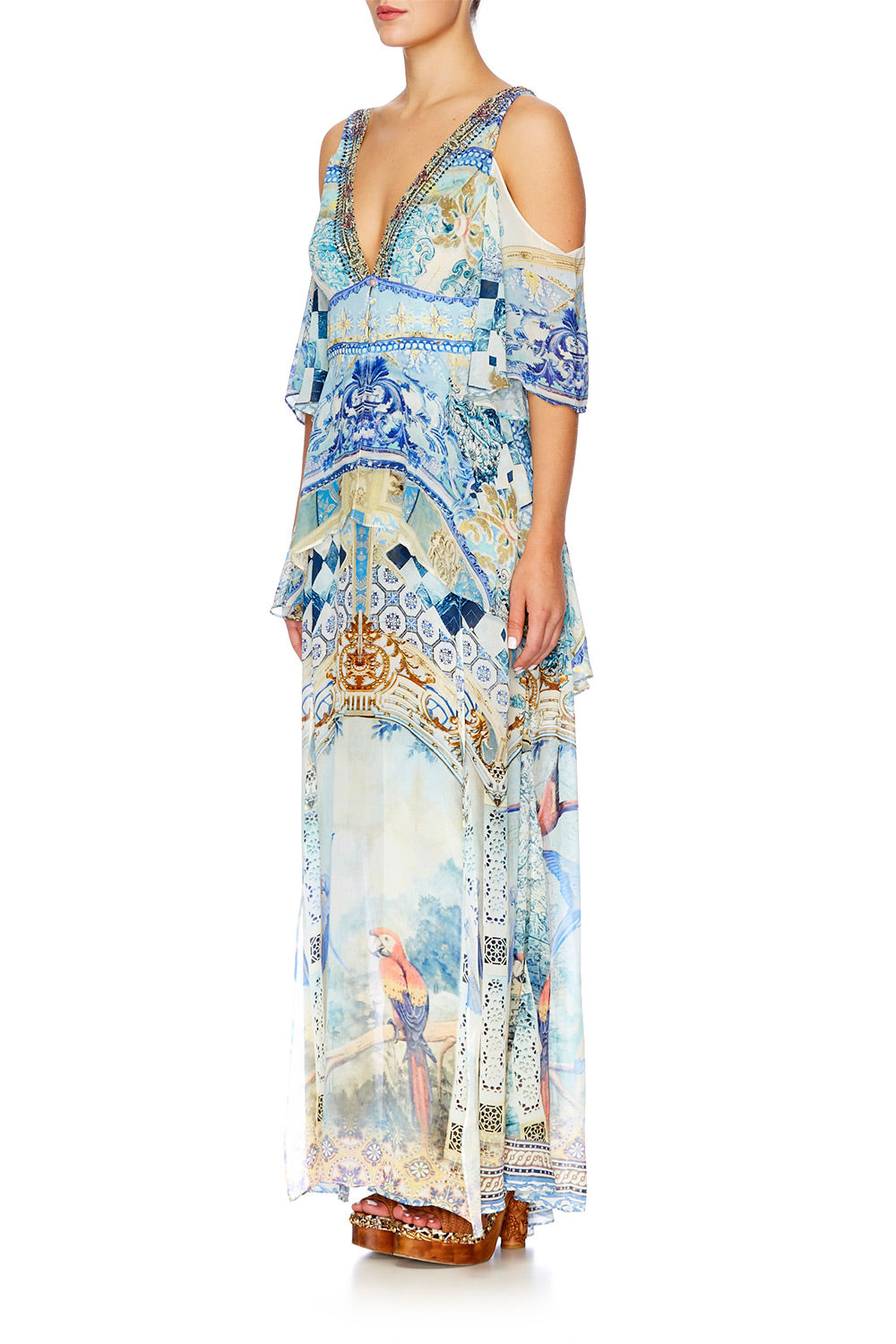 LOVERS DREAM LONG DRESS W PEPLUM OVERLAY