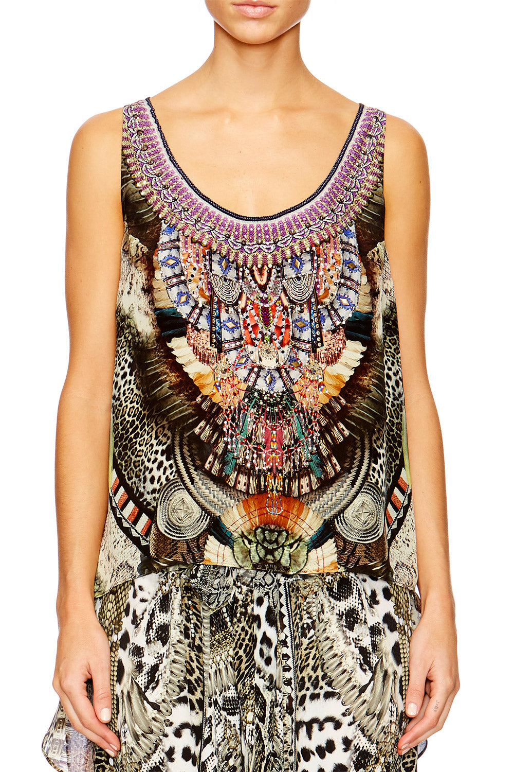 LIGHT MY FIRE SCOOP NECK TOP WITH LONG BACK