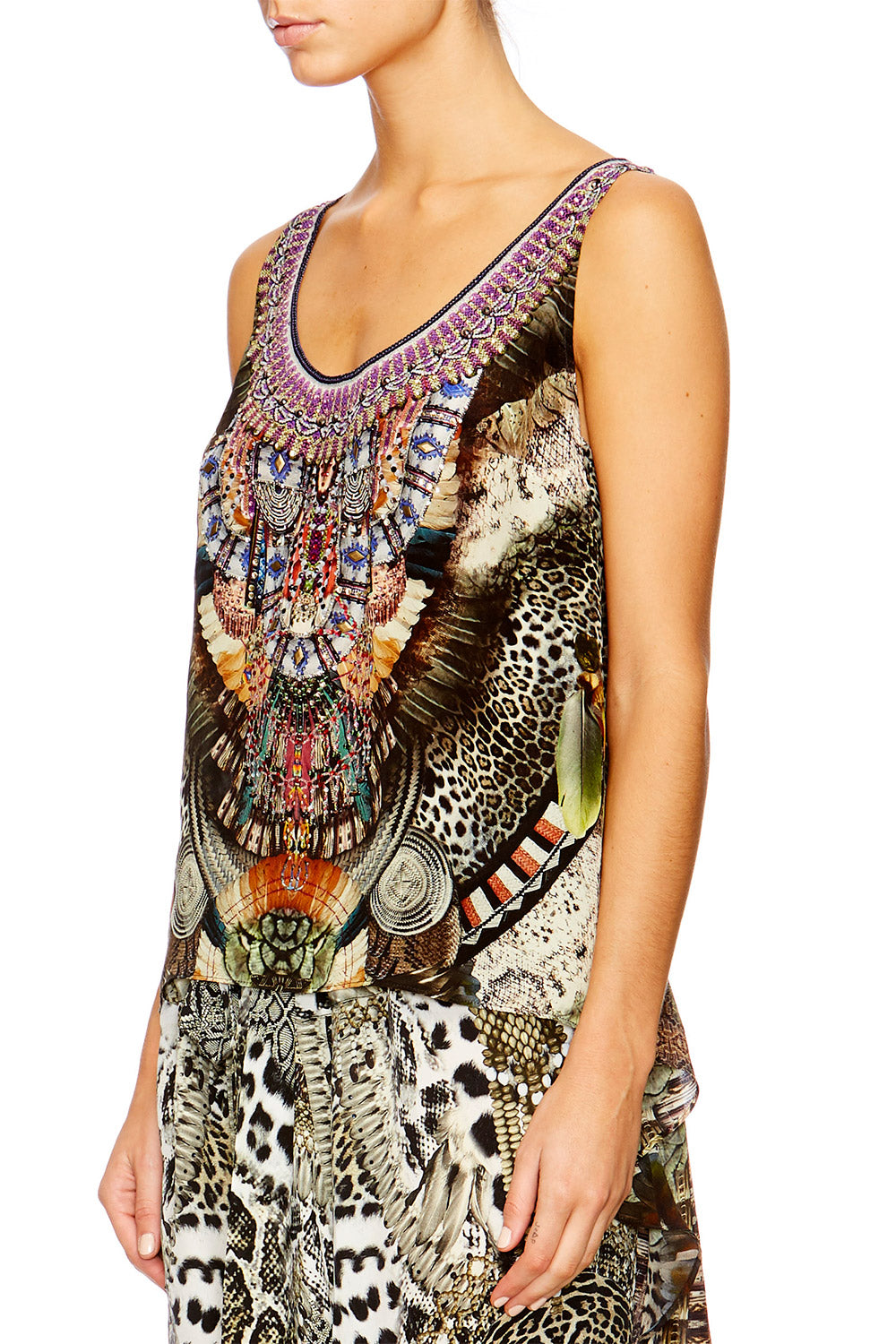 LIGHT MY FIRE SCOOP NECK TOP WITH LONG BACK