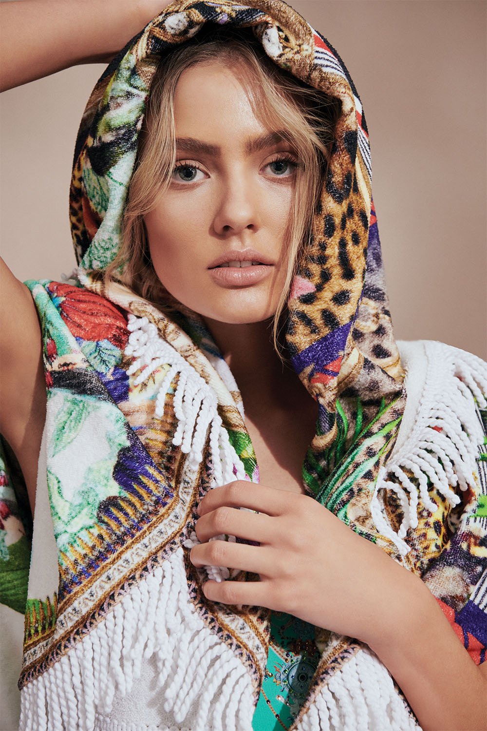 ROUND TOWEL WITH FRINGE CHAMPAGNE COAST