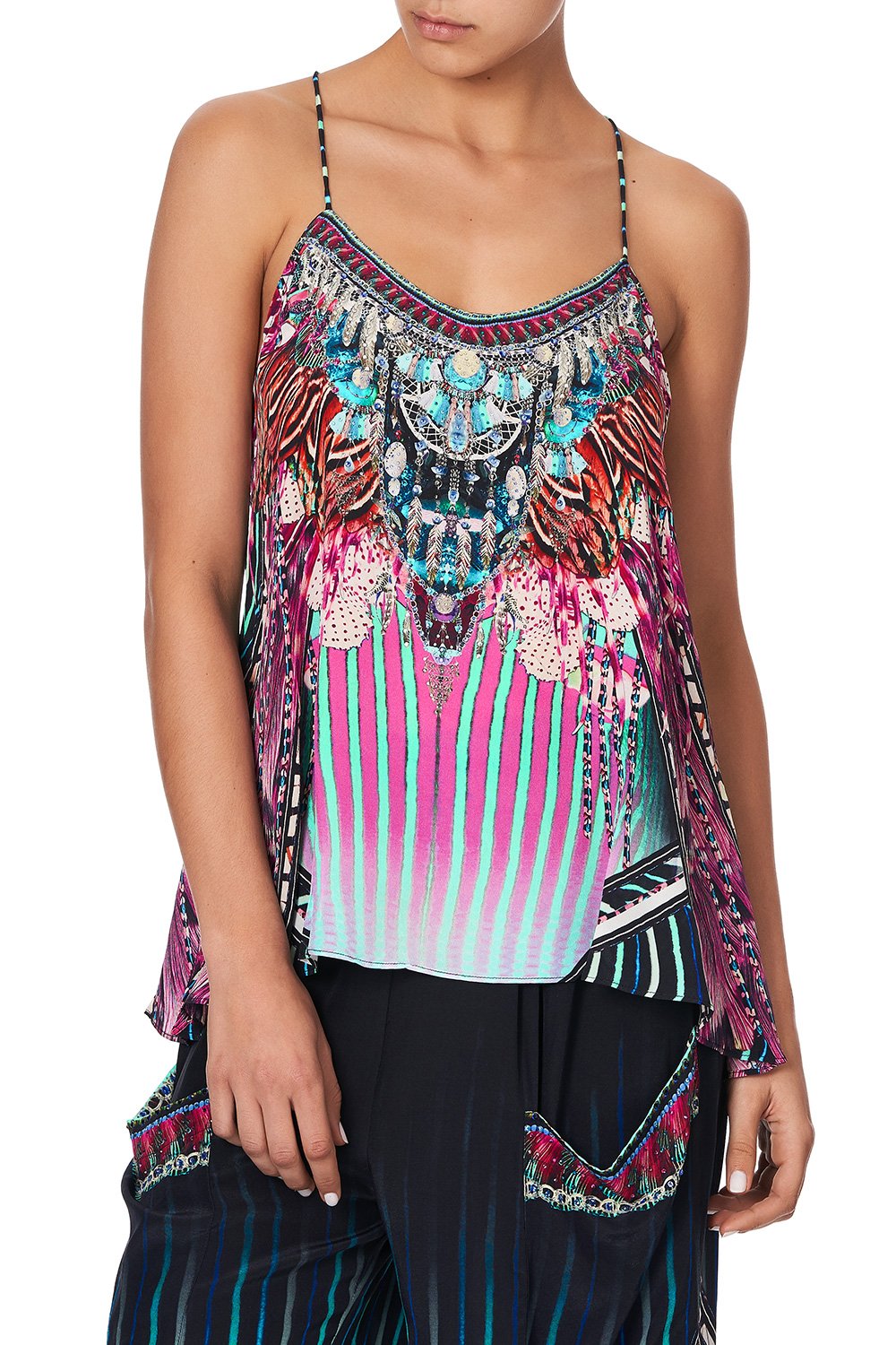 T BACK SHOESTRING TOP RAINBOW EYES